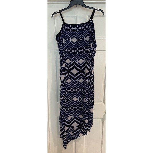 Lane Bryant 18 20 Dress Sleeveless Asymmetrical Hem Blue Chiffon - Picture 1 of 8